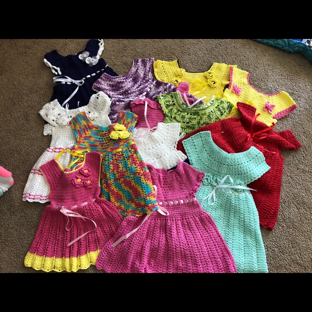Baby girl crochet dresses from mnths to 12 mnths